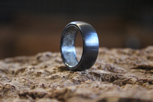 Black Ceramic Memorial Ring or Sentimental Sand Ring with Inisde Inlay