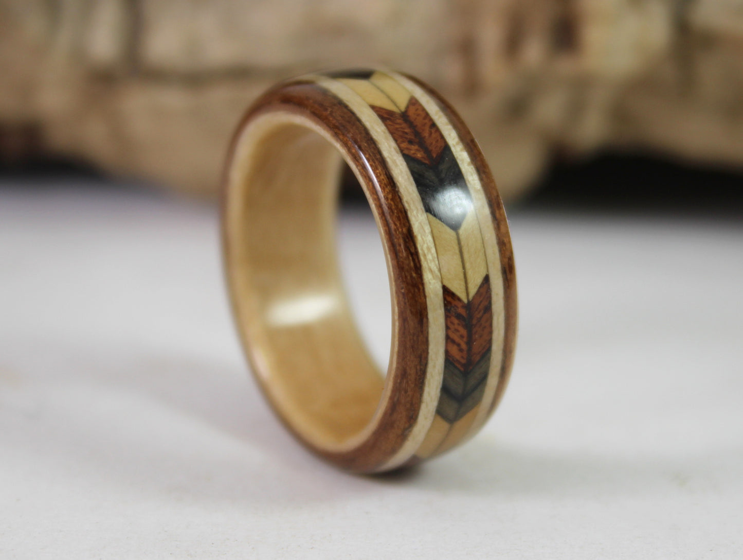 Chevron Bent Wood Ring