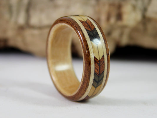 Chevron Bent Wood Ring
