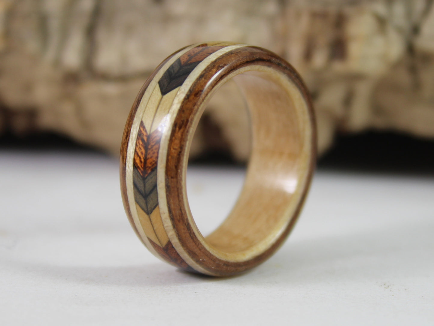 Chevron Bent Wood Ring