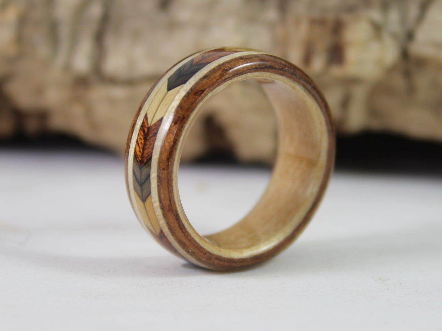 Chevron Bent Wood Ring