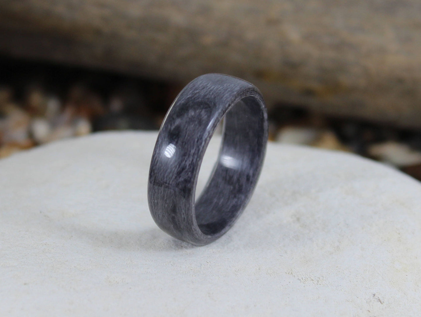 Grey Birdseye Maple Bent Wood Ring