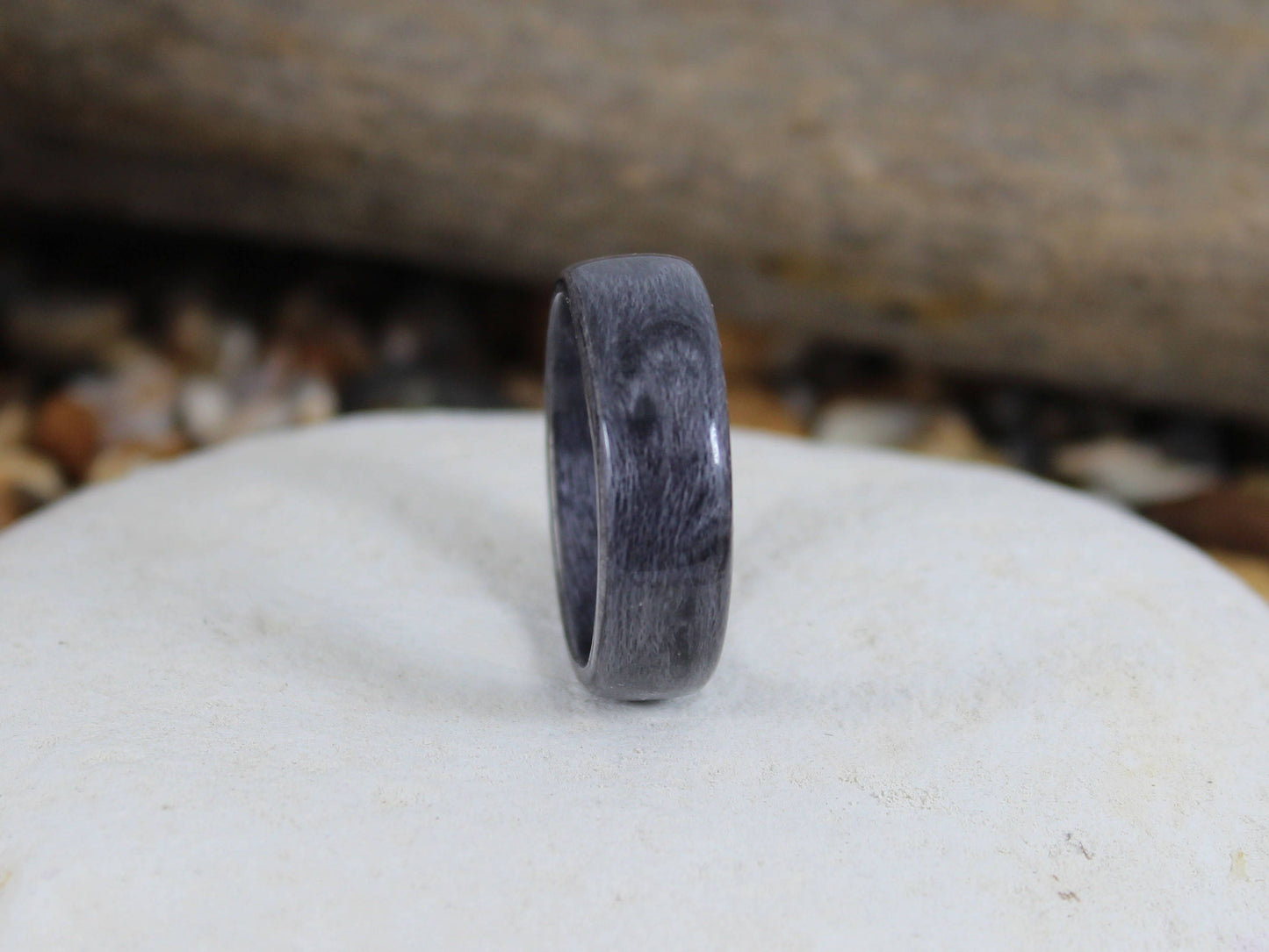 Grey Birdseye Maple Bent Wood Ring