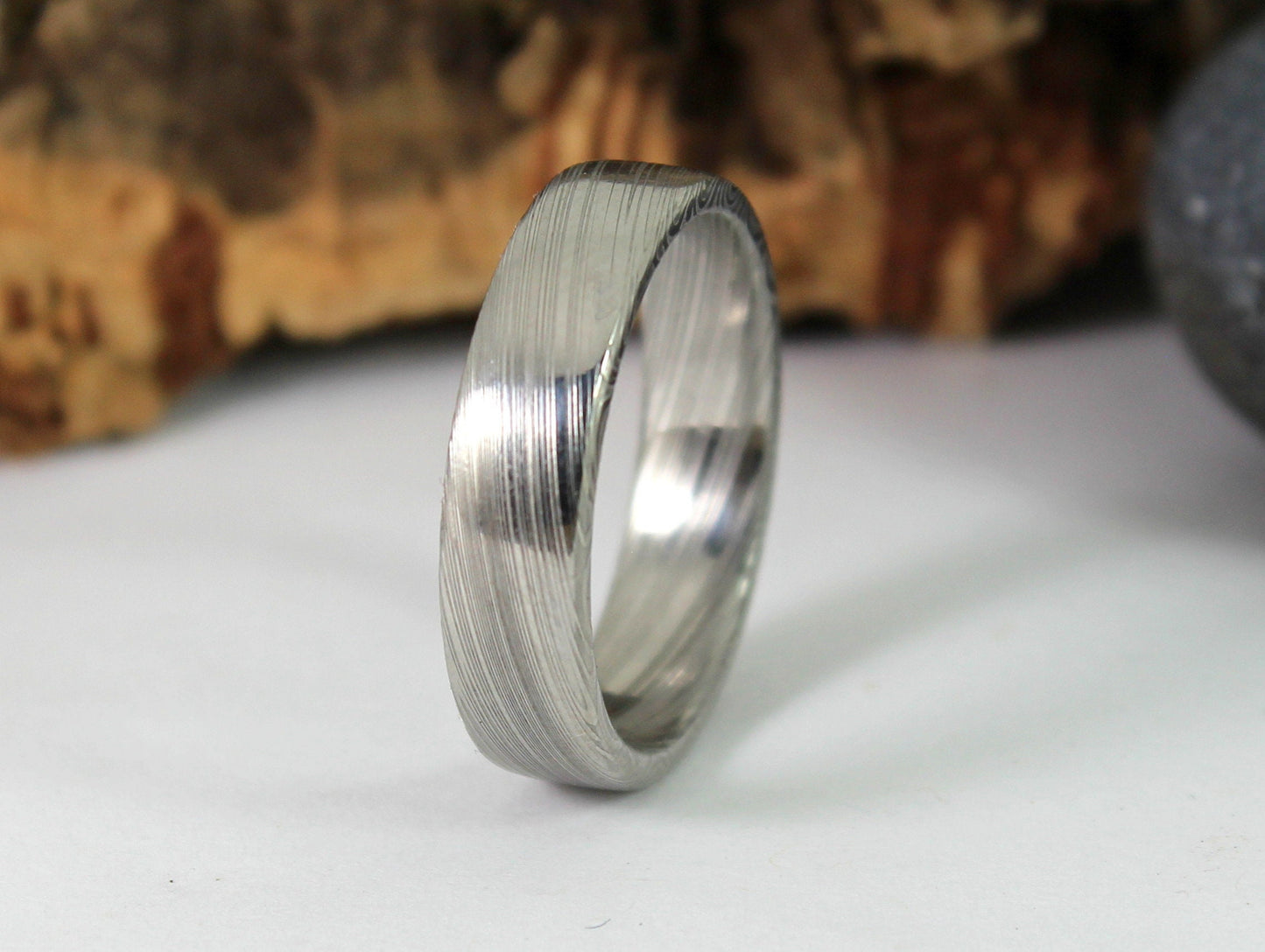 Twisted Damascus Steel Ring