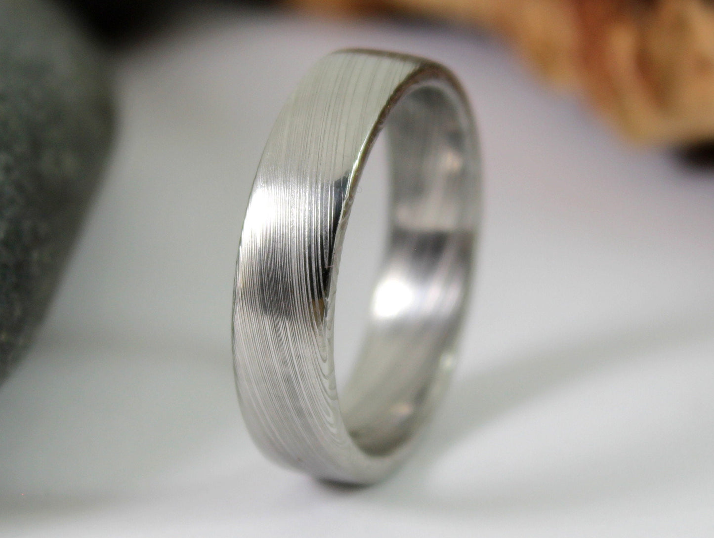 Twisted Damascus Steel Ring