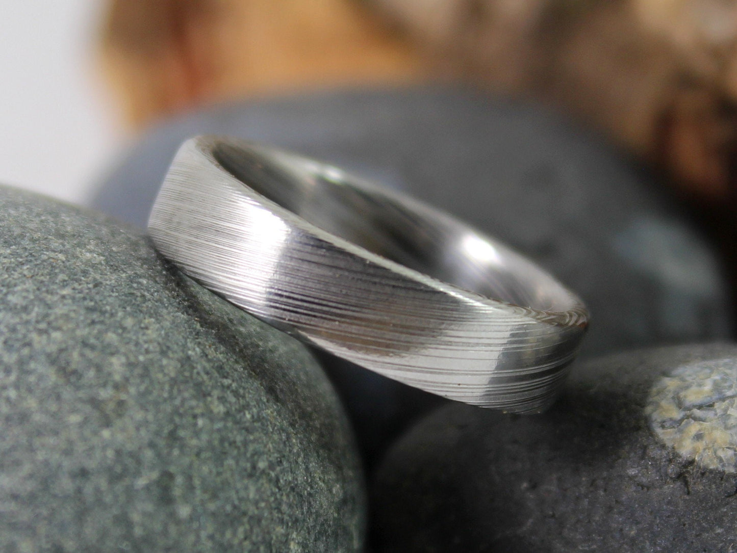 Twisted Damascus Steel Ring