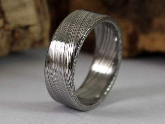 Twisted Damascus Steel Ring