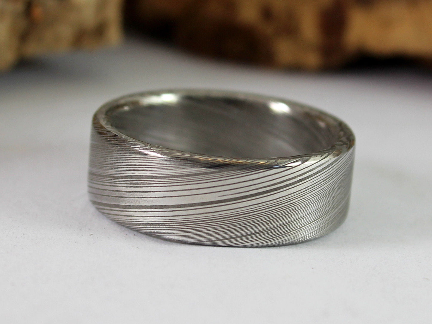 Twisted Damascus Steel Ring