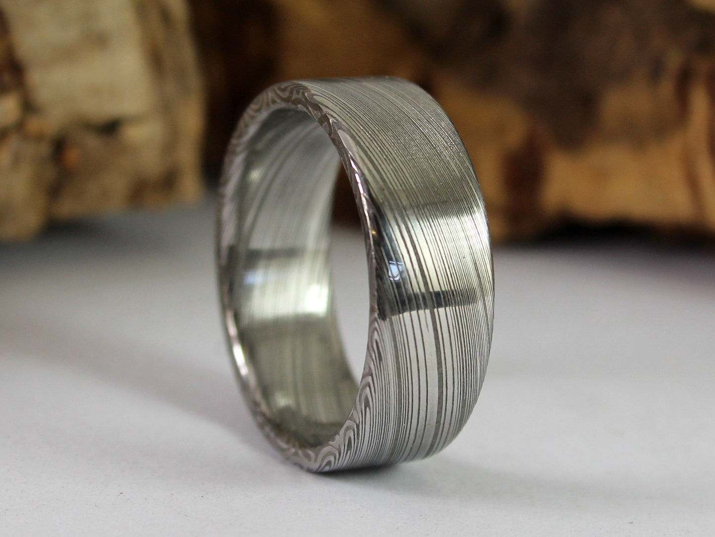 Twisted Damascus Steel Ring