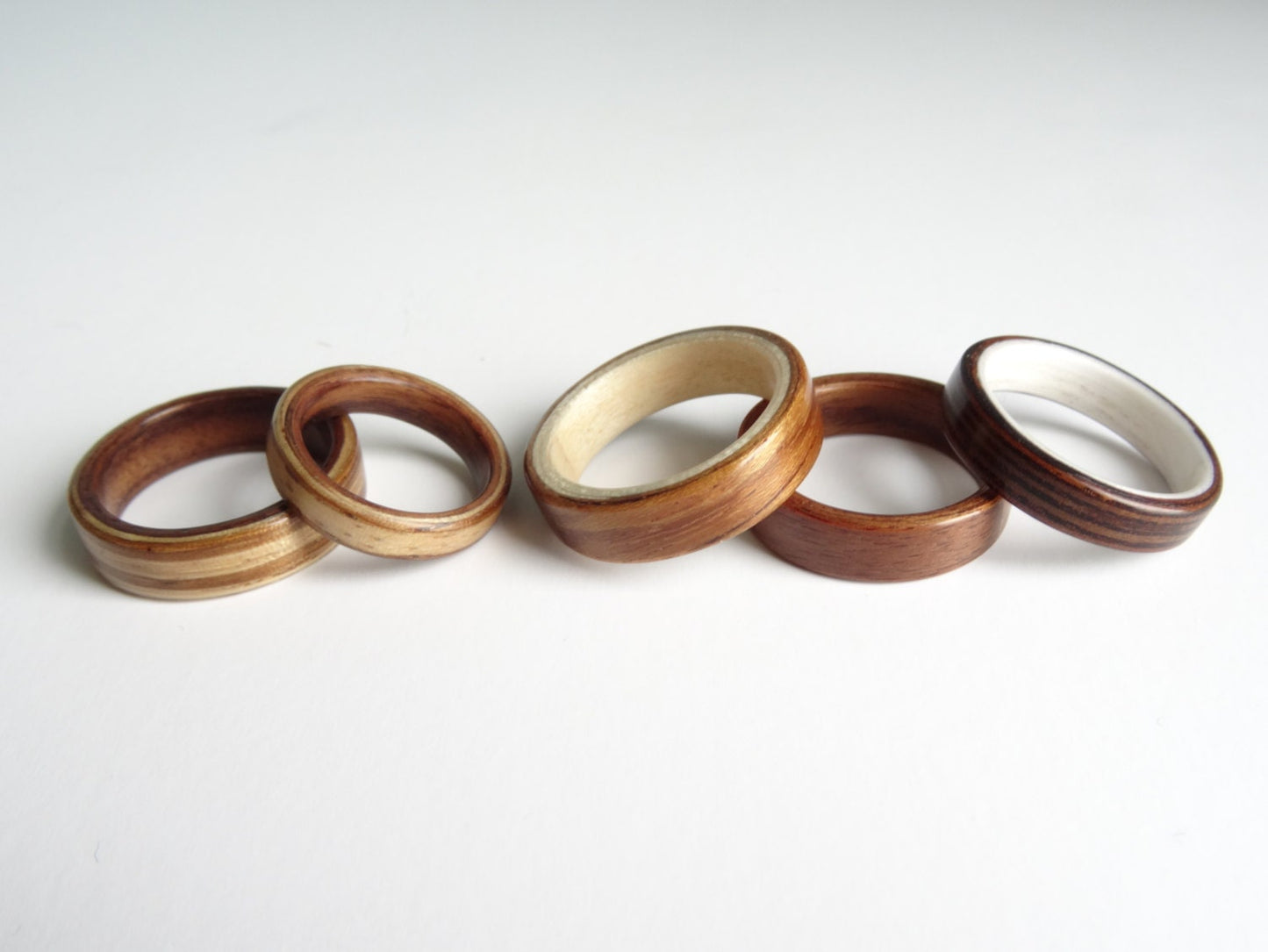Tropical Olive and Sycamore Bent Wood Ring
