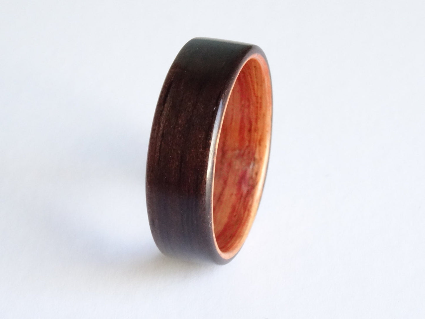 Ebony and Padauk Bent Wood Ring
