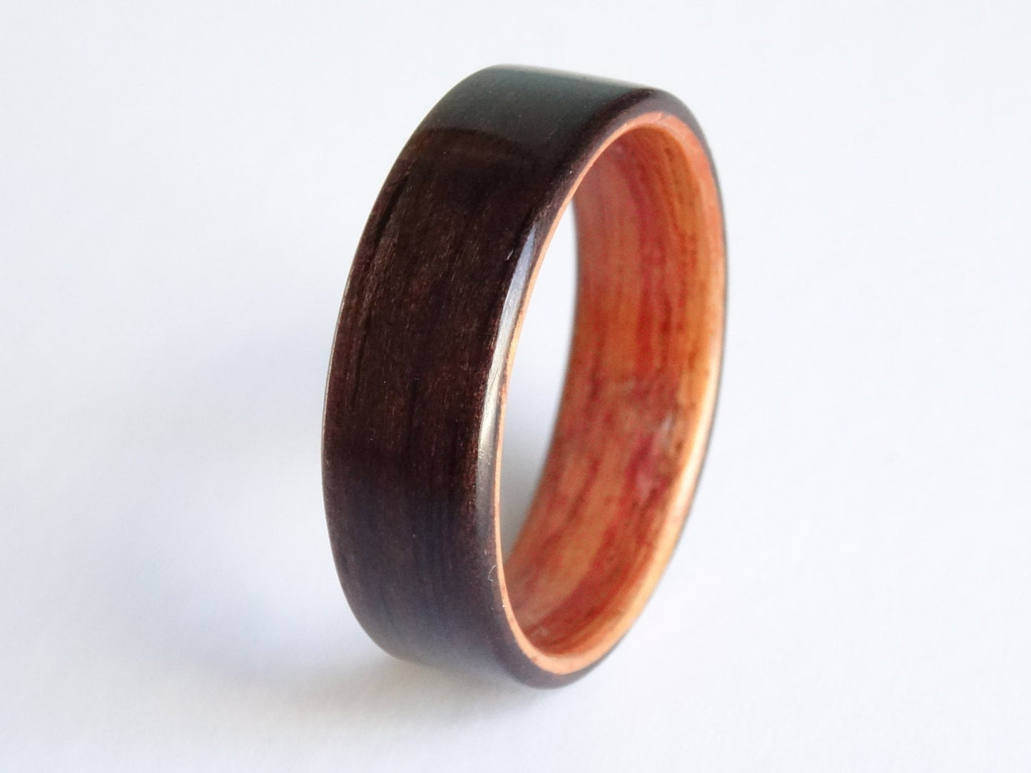 Ebony and Padauk Bent Wood Ring