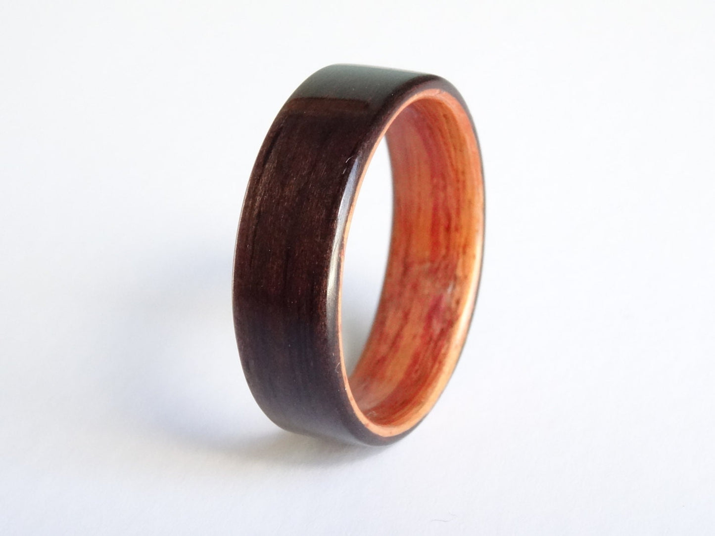 Ebony and Padauk Bent Wood Ring