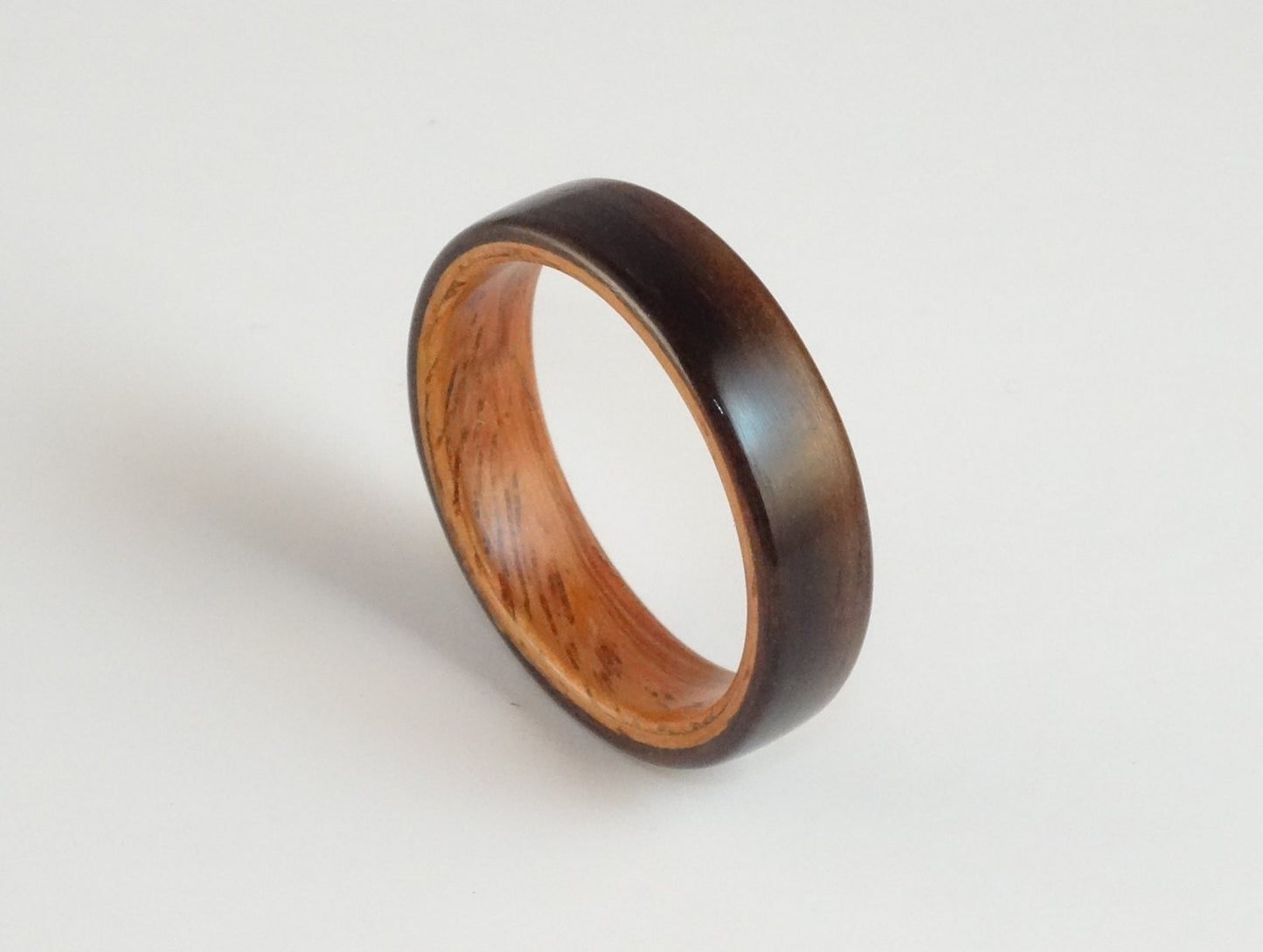Ebony and Padauk Bent Wood Ring