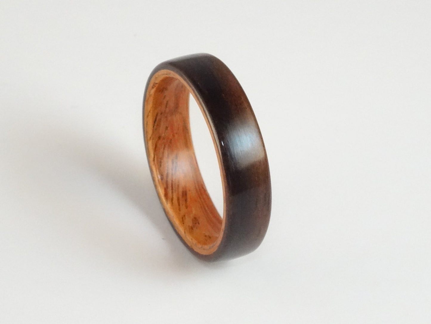 Ebony and Padauk Bent Wood Ring