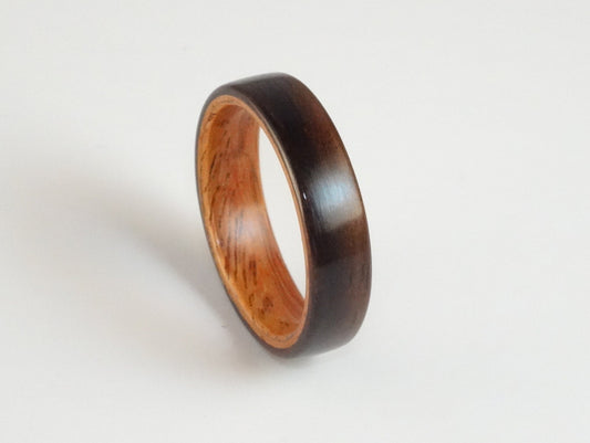 Ebony and Padauk Bent Wood Ring