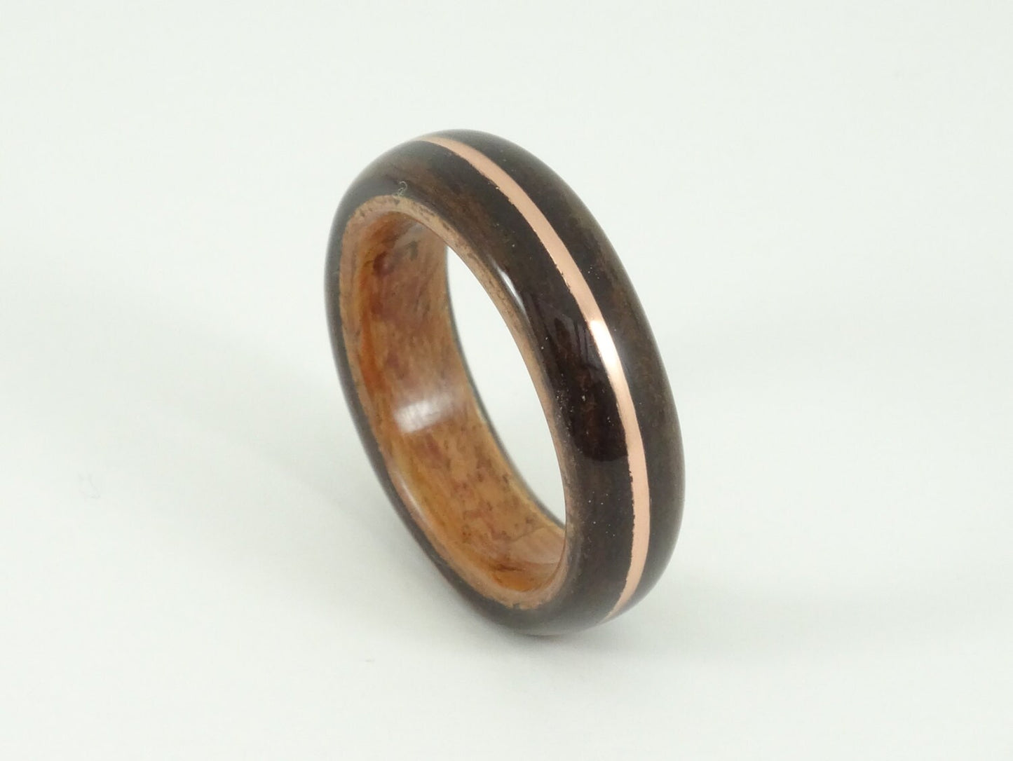Ebony and Padauk with Copper Bent Wood Ring