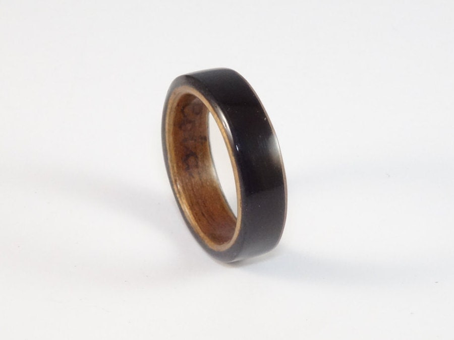 Black Tulip Wood and Tropical Olive Bent Wood Ring