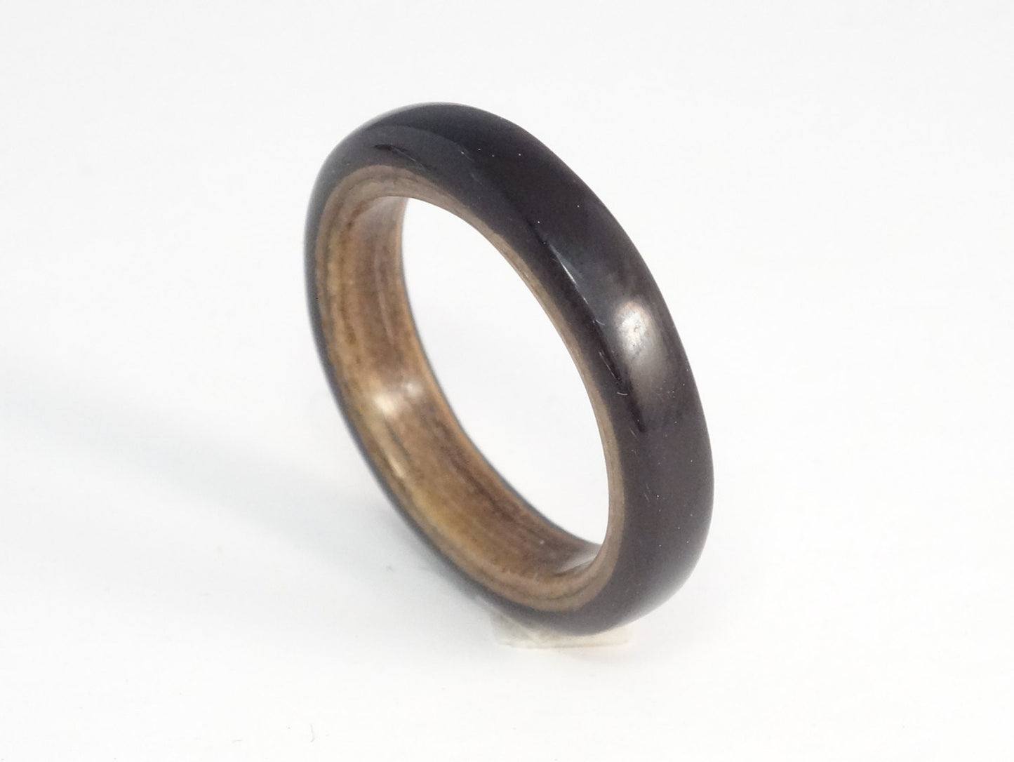 Black Tulip Wood and Tropical Olive Bent Wood Ring