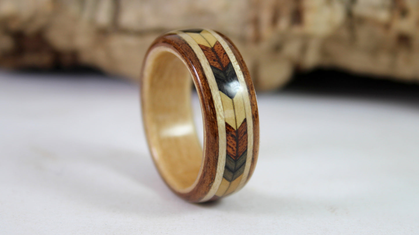 Chevron Bent Wood Ring