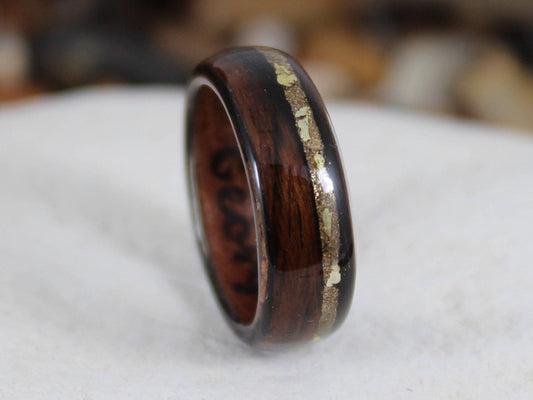 Ebony Bent Wood Ring with Gold Dust