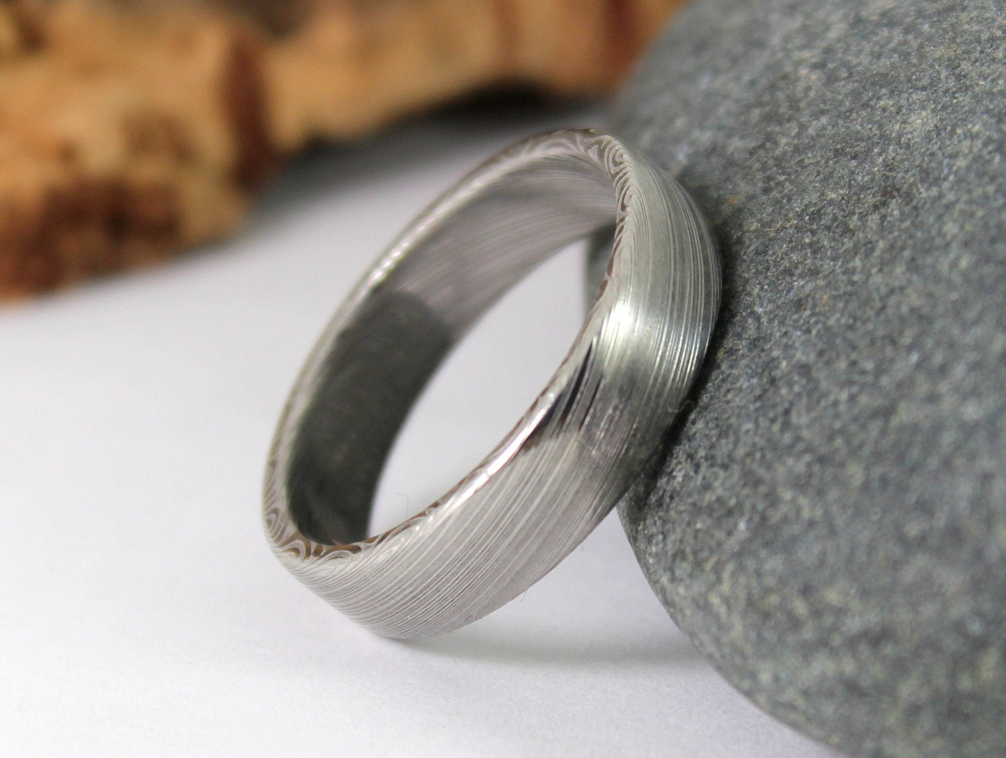Twisted Damascus Steel Ring