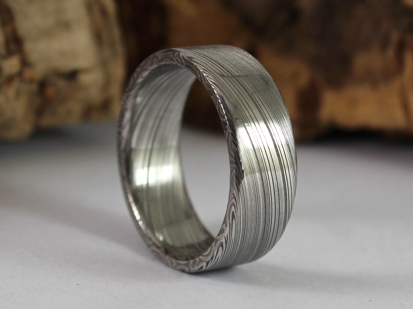 Twisted Damascus Steel Ring