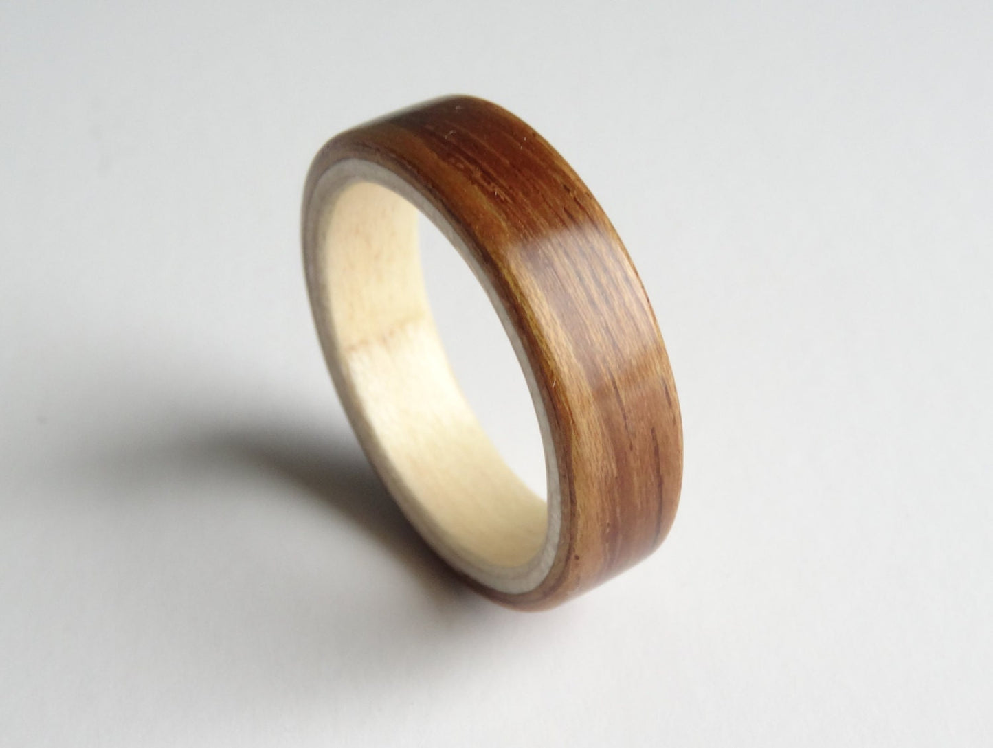 Tropical Olive and Sycamore Bent Wood Ring