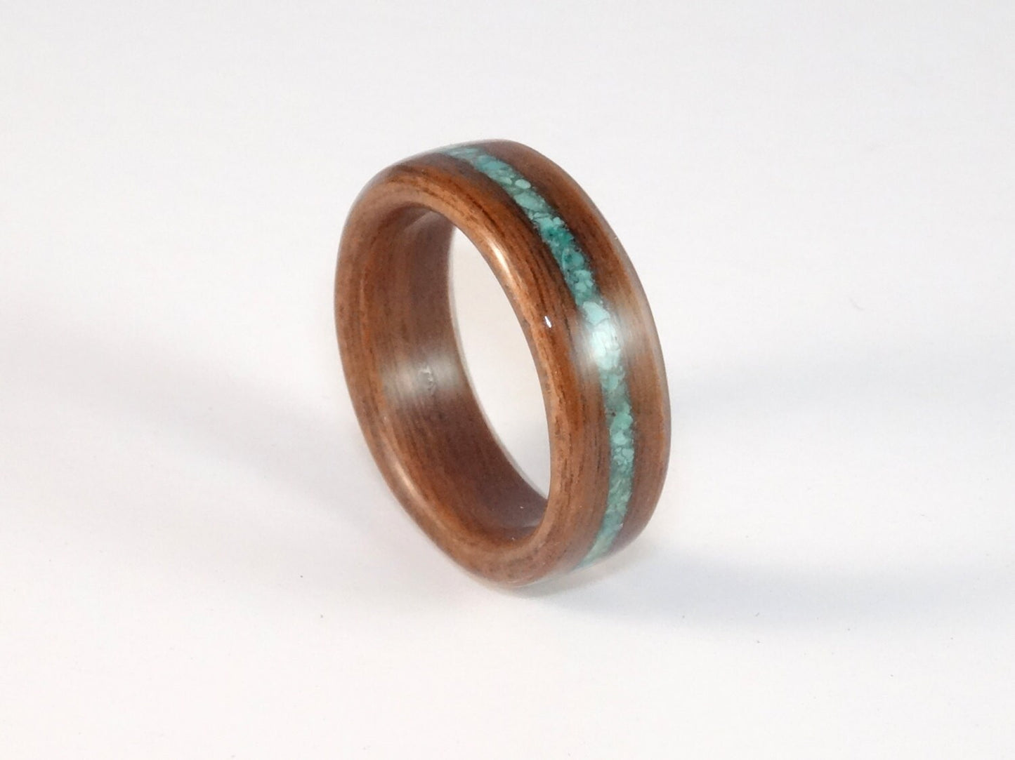 Rosewood with Turquoise Bent Wood Ring