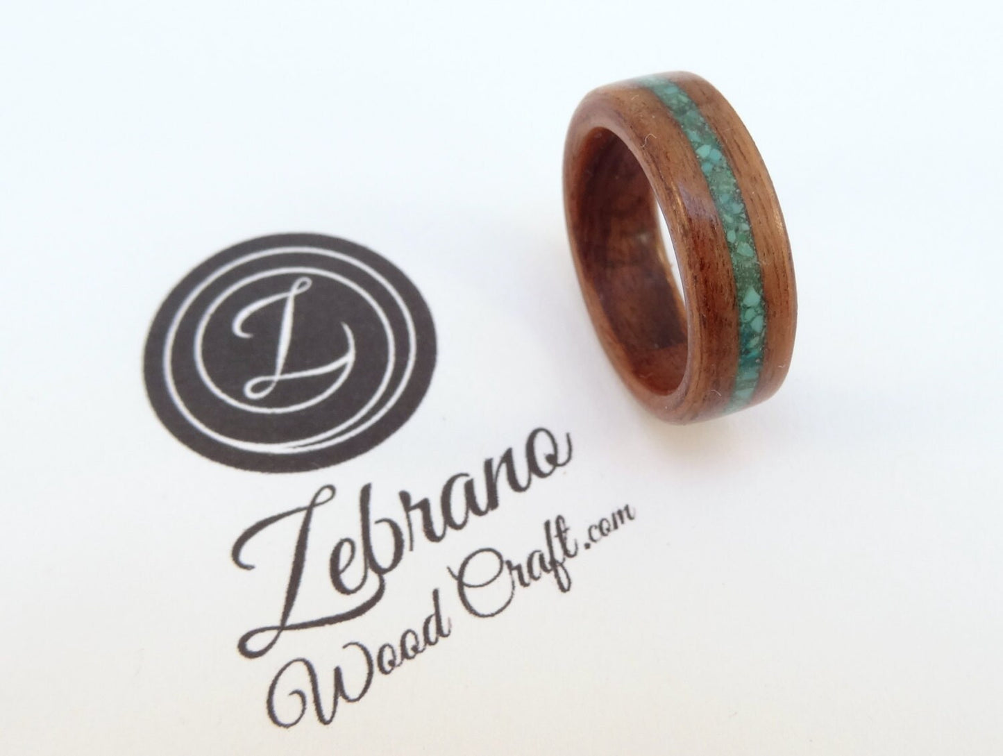 Rosewood with Turquoise Bent Wood Ring