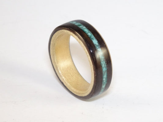 Macassar Ebony with Sycamore and Turquoise Bent Wood Ring