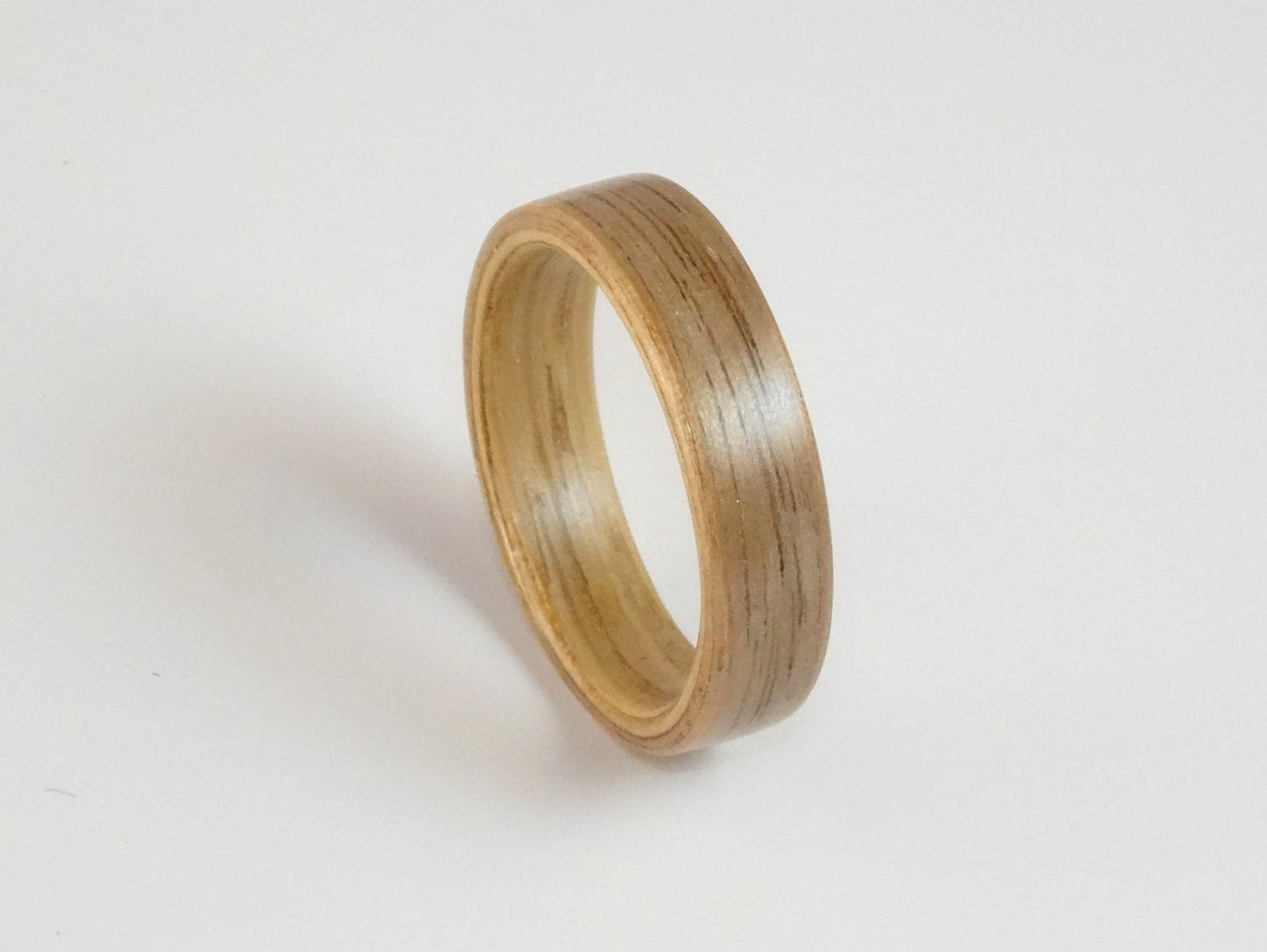 Oak and Walnut Bent Wood Ring