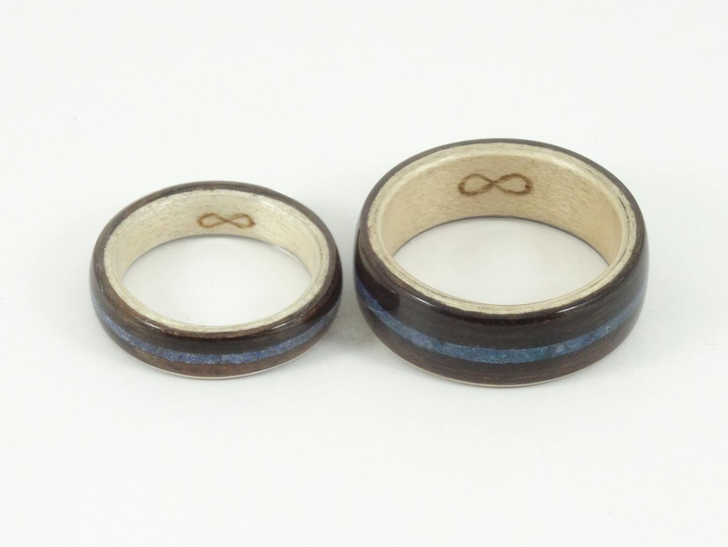 Ebony and Maple with Blue Lapiz Bent Wood Ring