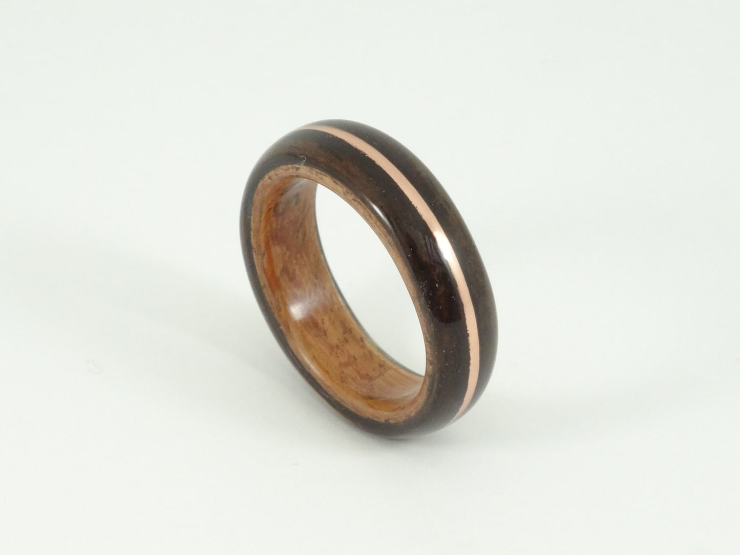 Ebony and Padauk with Copper Bent Wood Ring
