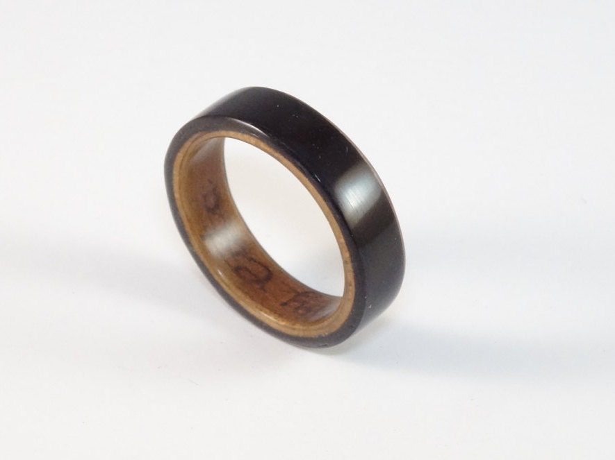 Black Tulip Wood and Tropical Olive Bent Wood Ring