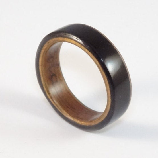 Black Tulip Wood and Tropical Olive Bent Wood Ring